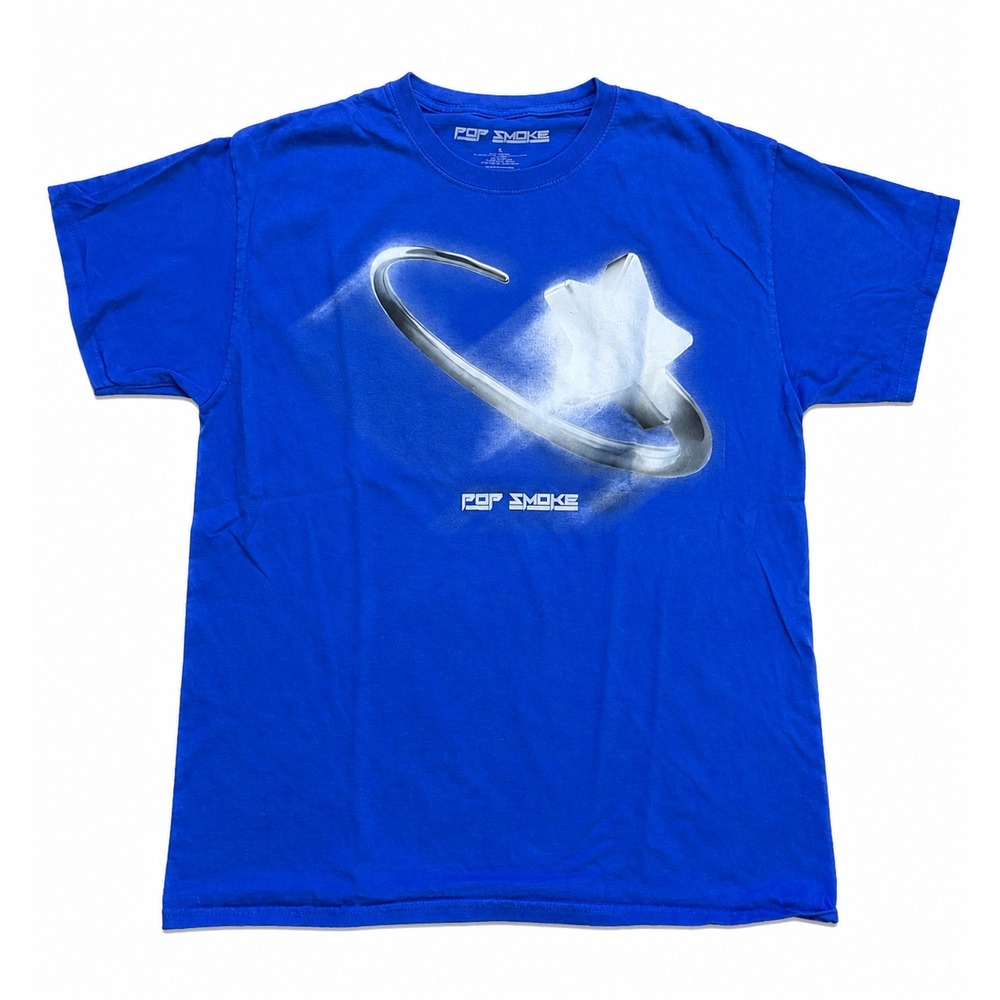 Pop Smoke Star Graphic T-Shirt Mens Large Blue Short Sleeve Official Merch L